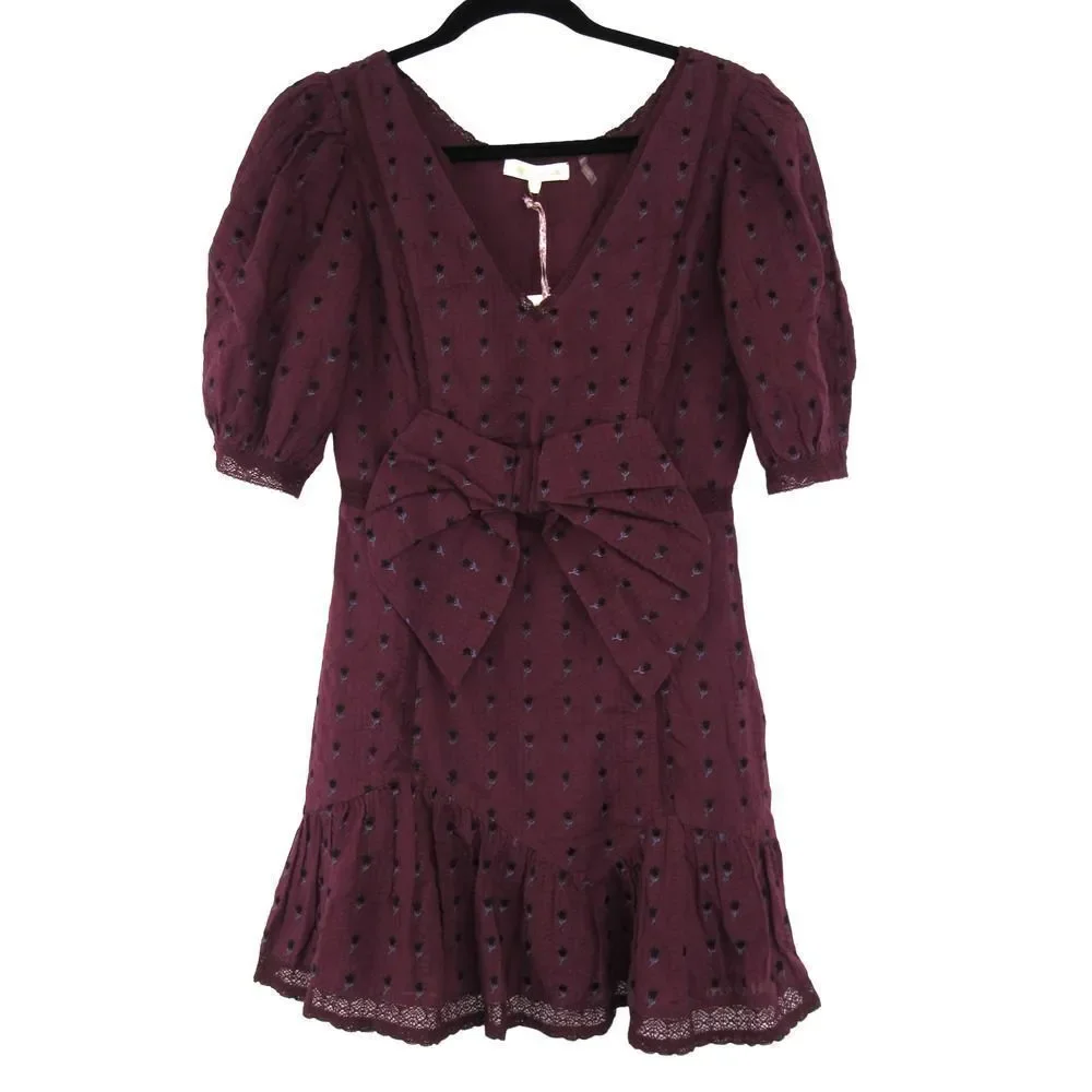 LoveShackFancy Women’s Lena Dress in Spice Burgundy Sz S - Picture 1 of 6